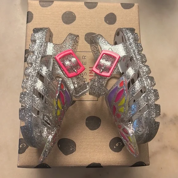 Sophia Webster Butterfly Jelly Sandals, Silver glitter, size 4 - Picture 4 of 5